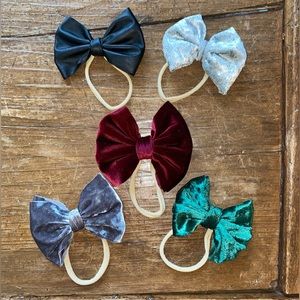 NEW set of 5 hair bows/headbands made by me